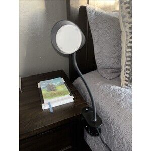 Black Adjustable Clip-On Gooseneck Lamp Bedside Desk Reading Light